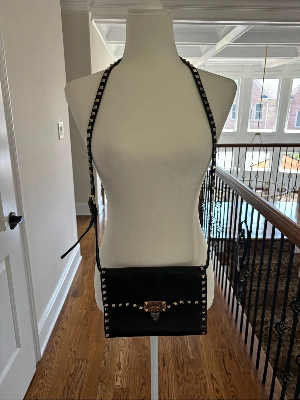 Valentino Black Studded Leather Crossbody Bag